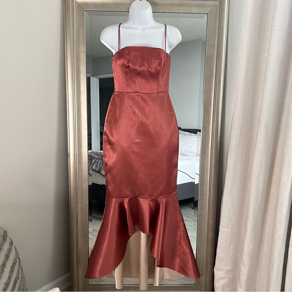 NBD Asymmetrical Mermaid Bridesmaid Midi Dress Size XS.